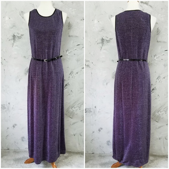 PAQUETTE TOO! Sparkly Deep Purple Maxi Dress - Picture 1 of 9